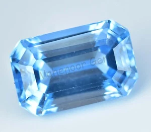 11.25 CT Natürlich Blau Aquamarin Smaragd Zertifiziert Umwerfend Lose Edelstein - Bild 1 von 6