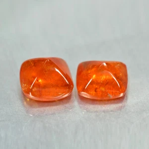 6.38Ct (2Pcs) Sugarloaf Cab_Eye-popping Unhetaed Fanta Orange Spessartite Garnet - Picture 1 of 1