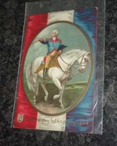 GEORGE WASHINGTON'S BIRTHDAY - VINTAGE CARD POSTED - EMBOSSED - GERMANY -1908 - Picture 1 of 2