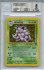 BGS 8+ (9, 8, 9, 8) NM-MT Pokemon Base Set Unlimited Holo Rare Nidoking 11/102 - Picture 1 of 2