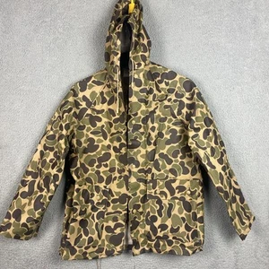 Cabelas PVC Jacket Mens Large Camo Hooded Hunting Rain Frog Print - Picture 1 of 10