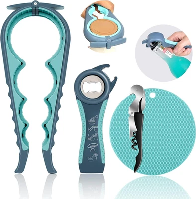 Jar Opener for Weak Hands, Seniors with Arthritis, 5 in 1 Multi Function Bottle  - Image 1 of 4