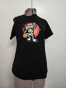 T-shirt Bucees unisex nera grafica con disegno scheletro castoro taglia small - Foto 1 di 5