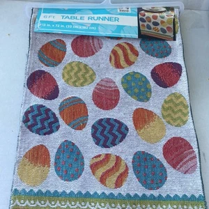 Brand New With Tags Easter Egg Pattern Tapestry Fabric Holiday Table Runner 6Ft - Picture 1 of 10