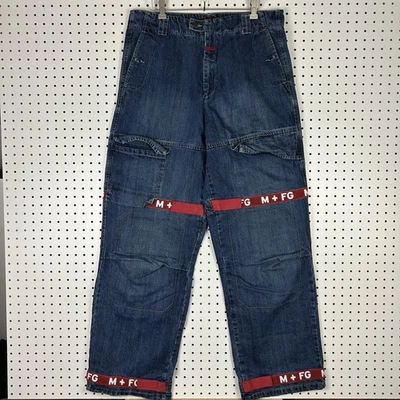 Pantalones de mezclilla Marithe Francois Girbaud 34x34 cinta holgados carga azul hip hop años 90 Foto 1 de 4