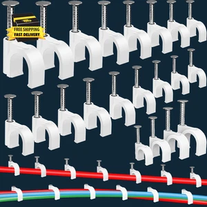 400 Pcs Cable Clips 4/6/8/10Mm Nail in Cable Clips with Steel Ethernet Cable Cli - Picture 1 of 7