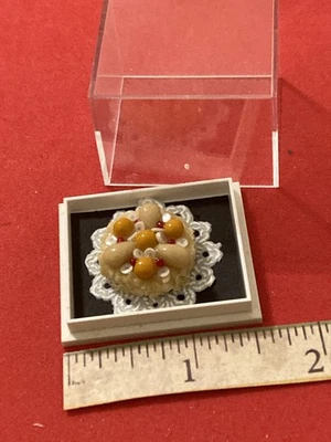 Vintage’90s Dollhouse Miniature Artisan Pear Apricot Almond Festive Dessert  - Image 1 of 4