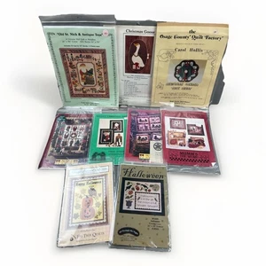 Lot of 9 Quilt Patterns : Christmas & Halloween - Tree Skirt / Samplers Appliqué - Picture 1 of 12