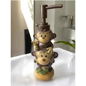 Decorative Monkey Soap Dispenser 2 Stacked Monkeys Bananas Bathroom Kitchen 8" - Picture 1 of 7