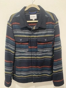 Chaqueta Goodfellow Para Hombre Talla XL Azul Multi Rayas Abotonada Mezcla Lana - Imagen 1 de 12