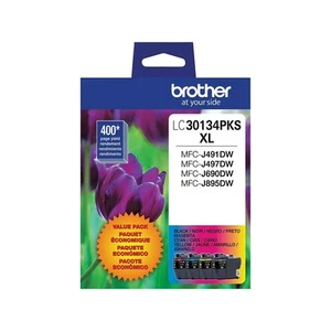 Brother LC30134PKS XL Black/Cyan/Magenta/Yellow High Yield Ink Cartridges 4/Pack - Picture 1 of 5