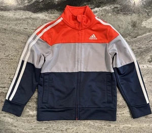 Adidas Orange/Gray/Blue Full Zip Athletic Jacket - Boys Size 4T - Picture 1 of 10