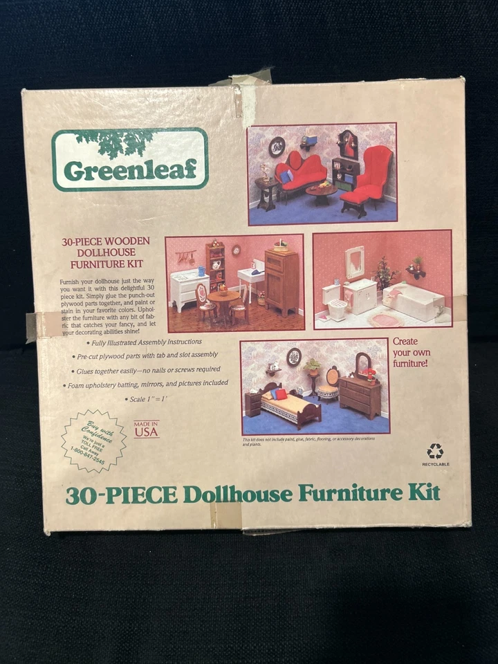 Greenleaf винтажный 1987 деревянный кукольный домик мебель набор куклы 30шт кровать сундук - Изображение 1 из 1