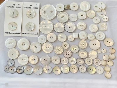 Lote De Colección De 72 Botones Tallados Madreperla/Concha De Abulón Gran Variedad  Foto 1 de 4