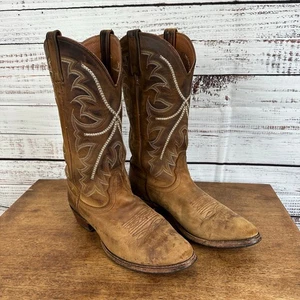 Herren Vintage Nocona Stiefel Braun Leder Abgenutzt Cowboy Western Rodeo Größe 9D - Bild 1 von 11