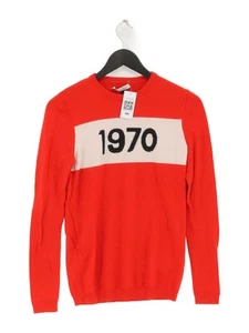 Bella Freud Women's Jumper S Red Graphic 100% Wool Round Neck Pullover - Picture 1 of 7