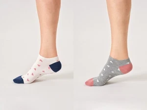 THOUGHT BAMBOO LADIES' TRAINER SOCKS - DITSY HEARTS - TA646B - BNWT - Picture 1 of 12