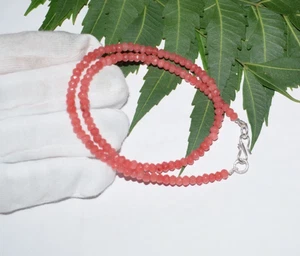 Baby Pink Color Dyed Ruby Gemstone 24" Necklace 925 Sterling Silver Mother Gift - Picture 1 of 24
