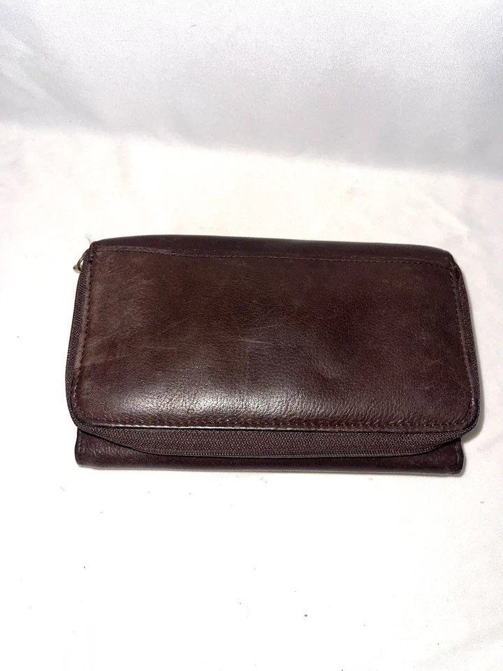 Carteira vintage estilo clutch Rolfs de couro com zíper - Imagem 1 de 4