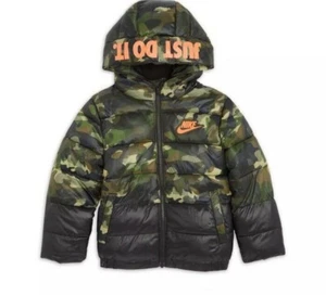 Nike Boys Puffer Jacket  Just Do It Army Camo Size Boys 7. - Picture 1 of 10