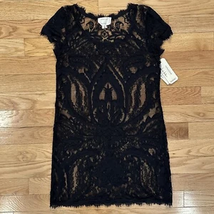 Nicole Miller Artelier Black Lace Sexy Mini Dress- NO slip- NWT size M - Picture 1 of 8