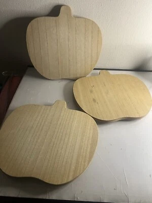 LOT OF 3: Wood Pumpkin Lazy Susan Pressed Board 10”x9” NEW [h] - Image 1 of 4