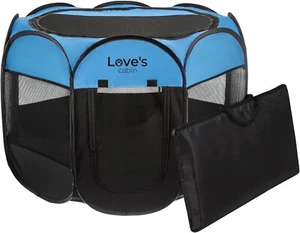 Portable Pet Playpen Foldable Exercise Play Pen Tent Kennel Removable Zipper Top - Picture 1 of 7