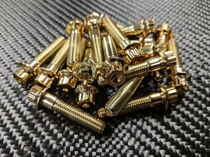 (120) M7 x 1 x 31mm Gold 12 Point Wheel Bolts & Nuts for 2/3 piece wheels - Picture 1 of 1