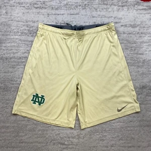 Nike Notre Dame Fighting Irish Shorts Medium Gold Green Swoosh NCAA Football Men - Picture 1 of 12