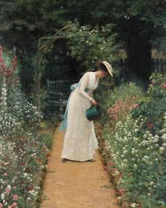 My Lady's Garden 1905 Vintage Painting Giclee Print on Fine Art Paper - Picture 1 of 4