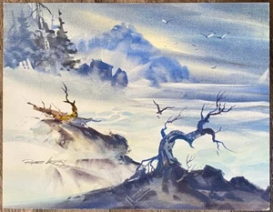 ROBERT LANDRY aufgelistet California Plein Air Impressionist Aquarell Meereslandschaft - Bild 1 von 5
