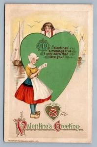 VALENTINE'S GREETINGS 1915 EMBOSSED ANTIQUE POSTCARD by JOHN WINSCH - Imagen 1 de 2