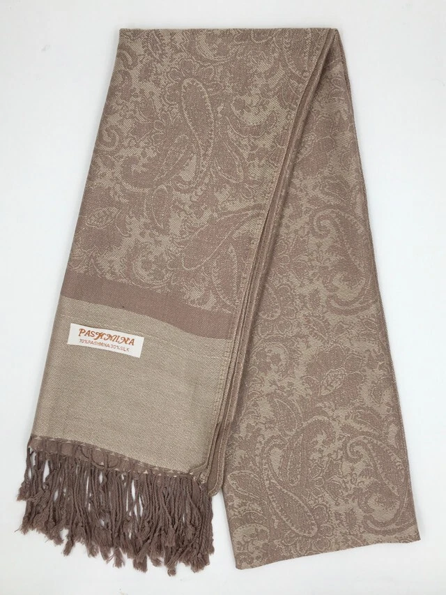 NUEVO ELEGANTE BUFANDA/ENVOLTURA/CHAL PASHMINA JACQUARD PAISLEY-- Caqui #29 Foto 1 de 1