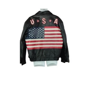 Vintage Mens women leather jacket coat Large bomber motorcycle USA BROKEN ZIPPER - Picture 1 of 11