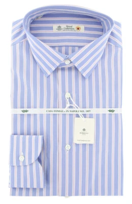 Luigi Borrelli Blue Striped Shirt - Slim - (LB1671BLU) - Image 1 of 4