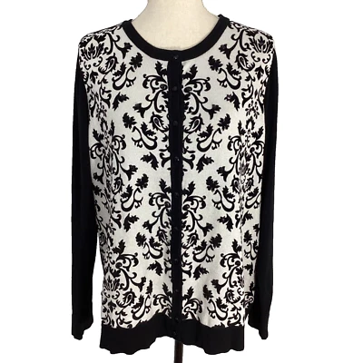 CARDIGAN CHARTER CLUB MUJER PLUS 1X PUNTO NEGRO PLATA CUENTAS LÚREX FIESTA INFORMAL Foto 1 de 4