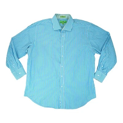 Camisa Bristol & Bull Para Hombre 2XL 18-18.5 - 34/35 Manga Larga Abotonada Rayas Azules Foto 1 de 4