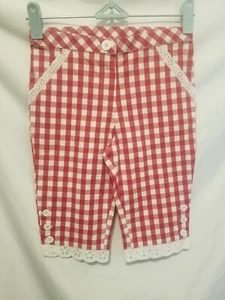CHARABIA Ingrid Pantacourt Pants Girls Sz 4T Red White Plaid - Picture 1 of 7