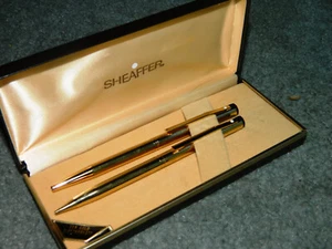 Bolígrafo y lápiz vintage Sheaffer TRZ dorado galvanizado 23K punto blanco - Imagen 1 de 5