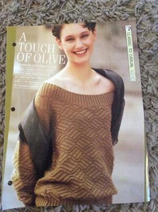 VINTAGE CREATIVE NEEDLES PATTERN -A TOUCH OF OLIVE 4PLY KNITTING PATTERN - Picture 1 of 3