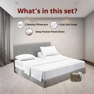 Split Head Sheet For Adjustable Bed 32" Top Split All Solid Color & Sizes 1000TC - Picture 1 of 87