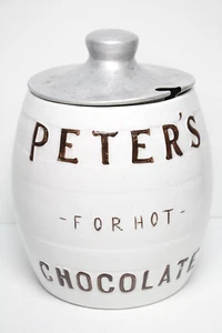 Peter's for Hot Chocolate Advertising Malt Soda Fountain Ceramic China Jar Crock - Picture 1 of 20