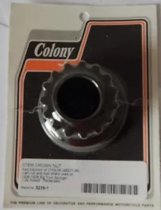 Harley Stem crown nut 36-38 Big twin Springer 1-24 thread Parkerized Colony New - Foto 1 di 1
