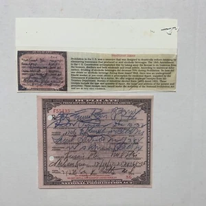 1932 Prescription Form for Medicinal Liquor National Prohibition Act US Treasury - Picture 1 of 8