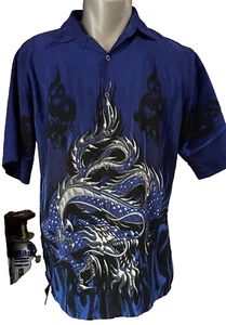 Authentic Shaolin Youth Size XL/18 Blue & Black Shirt With Dragons - Picture 1 of 5
