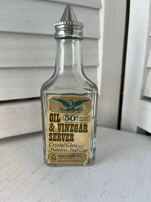 BOTELLA DE SERVIDOR DE ACEITE Y VINAGRE GEMCO DE COLECCIÓN CON ETIQUETA DE PAPEL  Foto 1 de 4