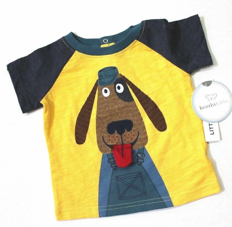 Koala Kids Short Sleeve Puppy Dog 3D Tongue T-Shirt Size 3-6M Yellow NWT - Image 1 of 4