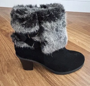SHUROPODY FOOT CLINIC... Schwarz Wildleder Memory Foam Kunstfell Stiefeletten UK 6 - Bild 1 von 9