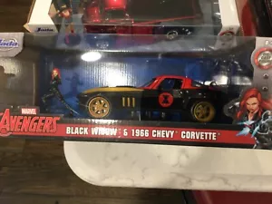 2020 Jada Marvel Avengers 1:24 Black Widow & 196h Chevy Corvette - Picture 1 of 4