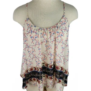 Canotta donna Express piccola beige rosa floreale foderata trasparente spaghetti strap - Foto 1 di 4